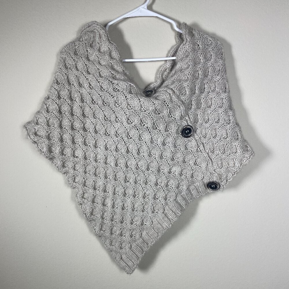 NWT! Fratelli Talli Italy Wool Alpaca Acrylic Oatmeal Knit Poncho Cape O/S!